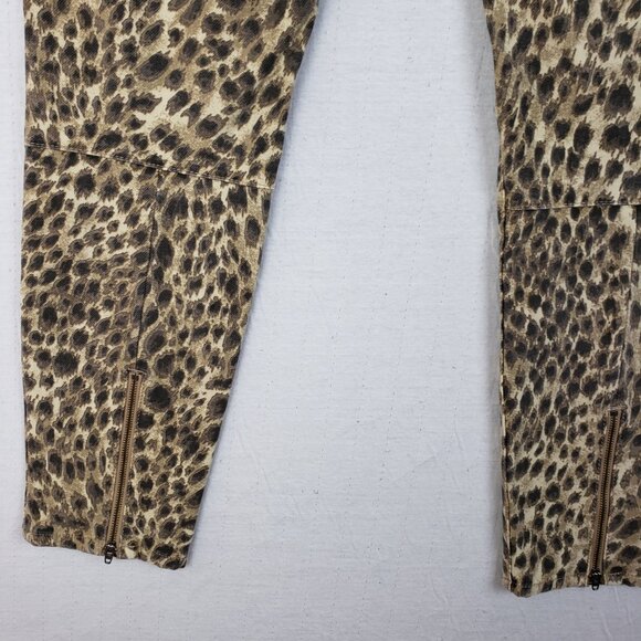 J. McLaughlin Baxter Jeans Cheetah Leopard Skinny Stretch Zipper Pants Size 12 - Picture 7 of 13